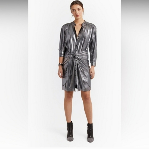 REBECCA MINKOFF | Willow Dress In Gunmetal - Small - wrap skirt - adjustable - Picture 4 of 13